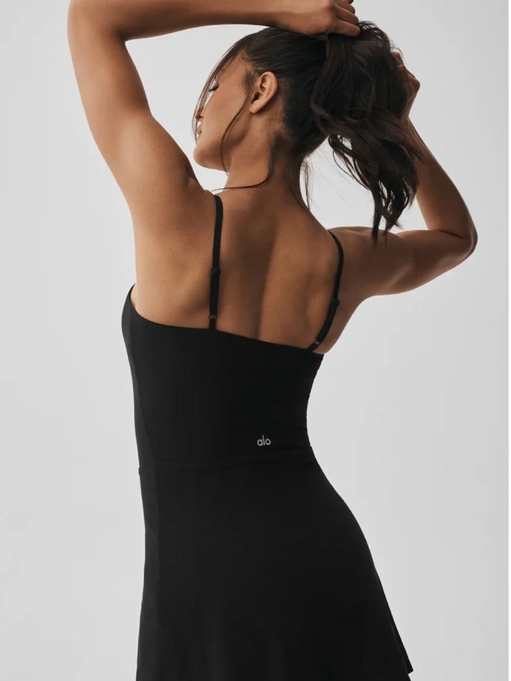 ALO Yoga Black Spaghetti-Strap Mini Dress